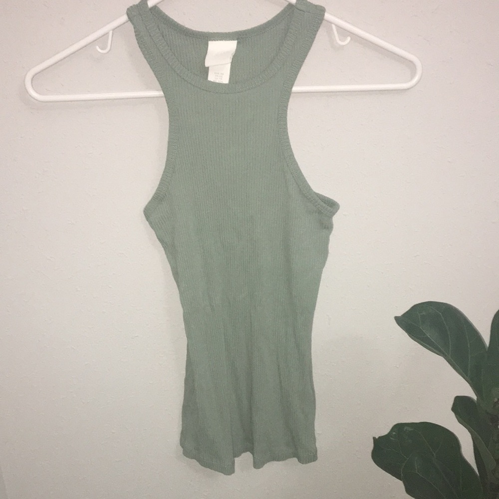 Sage green ribbed tank
